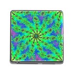 Green Psychedelic Starburst Fractal Memory Card Reader (Square) Front