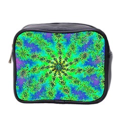 Green Psychedelic Starburst Fractal Mini Toiletries Bag 2-side