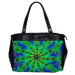 Green Psychedelic Starburst Fractal Office Handbags by allthingseveryone