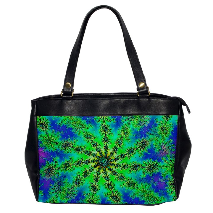 Green Psychedelic Starburst Fractal Office Handbags