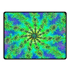 Green Psychedelic Starburst Fractal Fleece Blanket (small)