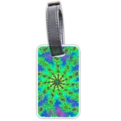 Green Psychedelic Starburst Fractal Luggage Tags (one Side)  by allthingseveryone