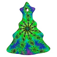 Green Psychedelic Starburst Fractal Ornament (christmas Tree) 