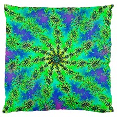 Green Psychedelic Starburst Fractal Large Cushion Case (one Side)