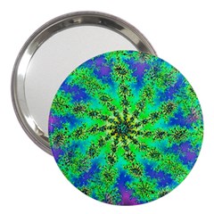 Green Psychedelic Starburst Fractal 3  Handbag Mirrors