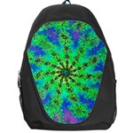 Green Psychedelic Starburst Fractal Backpack Bag Front