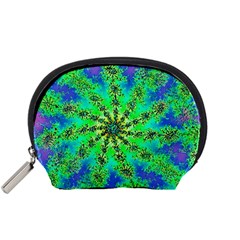 Green Psychedelic Starburst Fractal Accessory Pouches (small) 