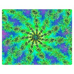 Green Psychedelic Starburst Fractal Double Sided Flano Blanket (medium) 