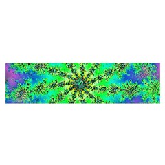 Green Psychedelic Starburst Fractal Satin Scarf (oblong) by allthingseveryone