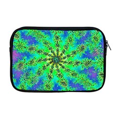 Green Psychedelic Starburst Fractal Apple Macbook Pro 17  Zipper Case by allthingseveryone