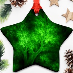 Artsy Bright Green Trees Ornament (star)