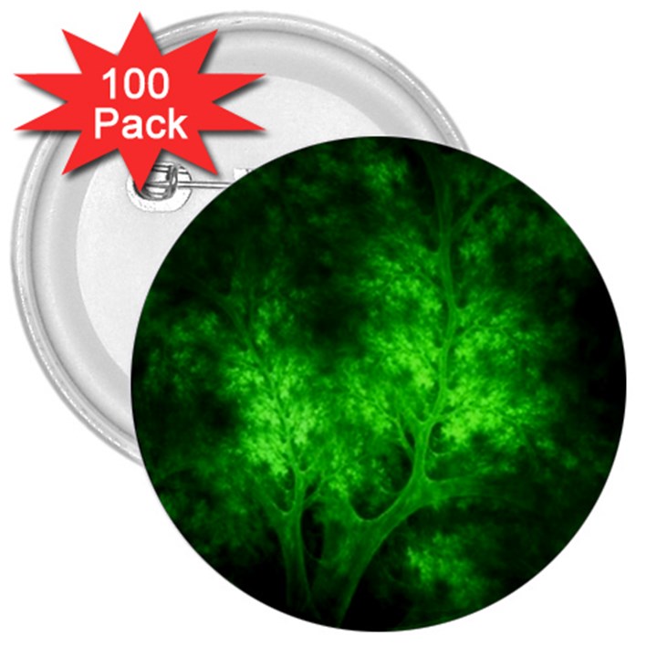 Artsy Bright Green Trees 3  Buttons (100 pack) 