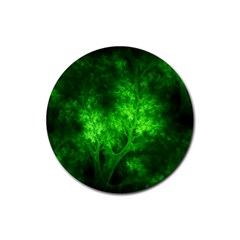 Artsy Bright Green Trees Rubber Round Coaster (4 Pack)  by allthingseveryone