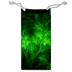 Artsy Bright Green Trees Jewelry Bag