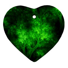 Artsy Bright Green Trees Heart Ornament (two Sides) by allthingseveryone