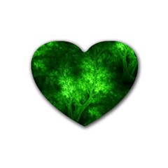 Artsy Bright Green Trees Heart Coaster (4 Pack) 