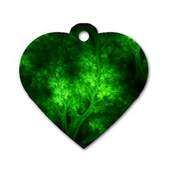 Artsy Bright Green Trees Dog Tag Heart (one Side)