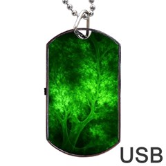 Artsy Bright Green Trees Dog Tag Usb Flash (two Sides)