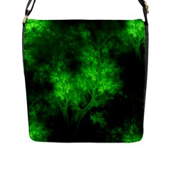 Artsy Bright Green Trees Flap Messenger Bag (l) 