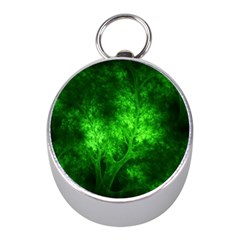 Artsy Bright Green Trees Mini Silver Compasses