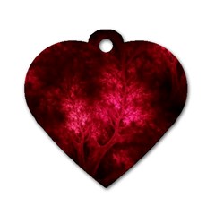 Artsy Red Trees Dog Tag Heart (one Side)