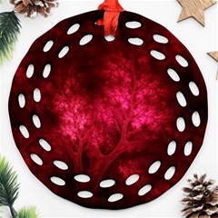 Artsy Red Trees Round Filigree Ornament (two Sides) by allthingseveryone