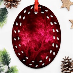 Artsy Red Trees Oval Filigree Ornament (two Sides)