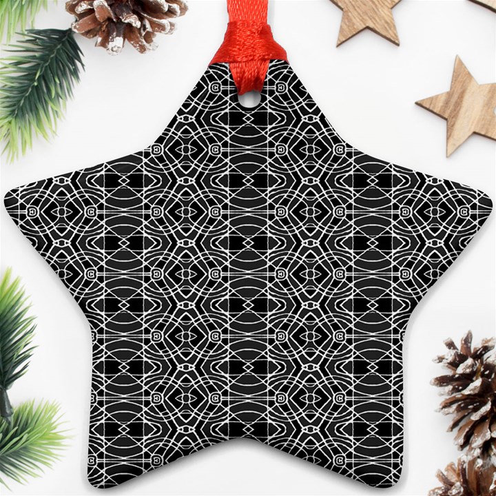 Black And White Ethnic Pattern Ornament (Star)