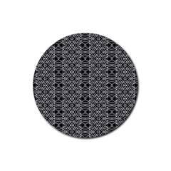 Black And White Ethnic Pattern Rubber Coaster (round)  by dflcprints