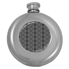 Black And White Ethnic Pattern Round Hip Flask (5 Oz) by dflcprints