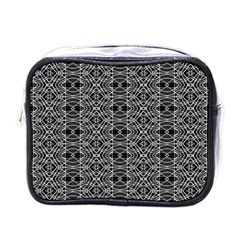 Black And White Ethnic Pattern Mini Toiletries Bags by dflcprints