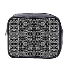 Black And White Ethnic Pattern Mini Toiletries Bag 2-side by dflcprints