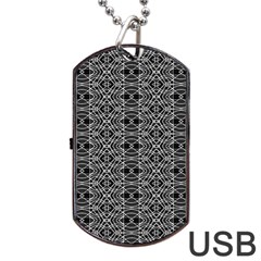 Black And White Ethnic Pattern Dog Tag Usb Flash (two Sides) by dflcprints