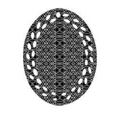 Black And White Ethnic Pattern Oval Filigree Ornament (two Sides) by dflcprints