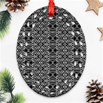 Black And White Ethnic Pattern Oval Filigree Ornament (Two Sides) Front