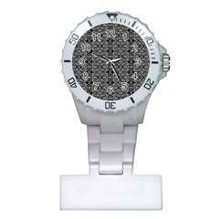 Black And White Ethnic Pattern Plastic Nurses Watch by dflcprints