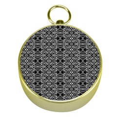 Black And White Ethnic Pattern Gold Compasses by dflcprints