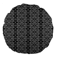 Black And White Ethnic Pattern Large 18  Premium Flano Round Cushions by dflcprints