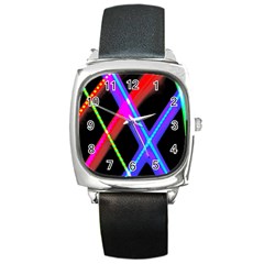 Xmas Light Paintings Square Metal Watch