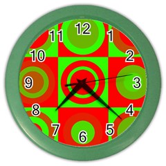 Redg Reen Christmas Background Color Wall Clocks by Celenk