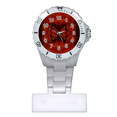 Red Abstract Plastic Nurses Watch by Celenk