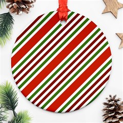 Christmas Color Stripes Round Ornament (two Sides) by Celenk