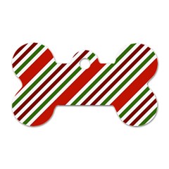 Christmas Color Stripes Dog Tag Bone (two Sides) by Celenk