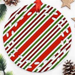 Christmas Color Stripes Ornament (round Filigree) by Celenk