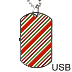 Christmas Color Stripes Dog Tag Usb Flash (one Side) by Celenk