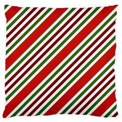 Christmas Color Stripes Large Flano Cushion Case (one Side) by Celenk