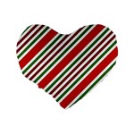 Christmas Color Stripes Standard 16  Premium Flano Heart Shape Cushions Back