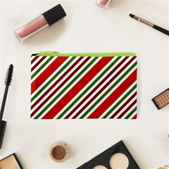 Christmas Color Stripes Cosmetic Bag (xs) by Celenk