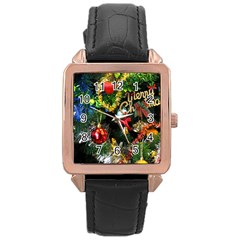 Decoration Christmas Celebration Gold Rose Gold Leather Watch  by Celenk