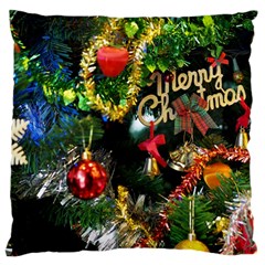 Decoration Christmas Celebration Gold Large Flano Cushion Case (one Side) by Celenk